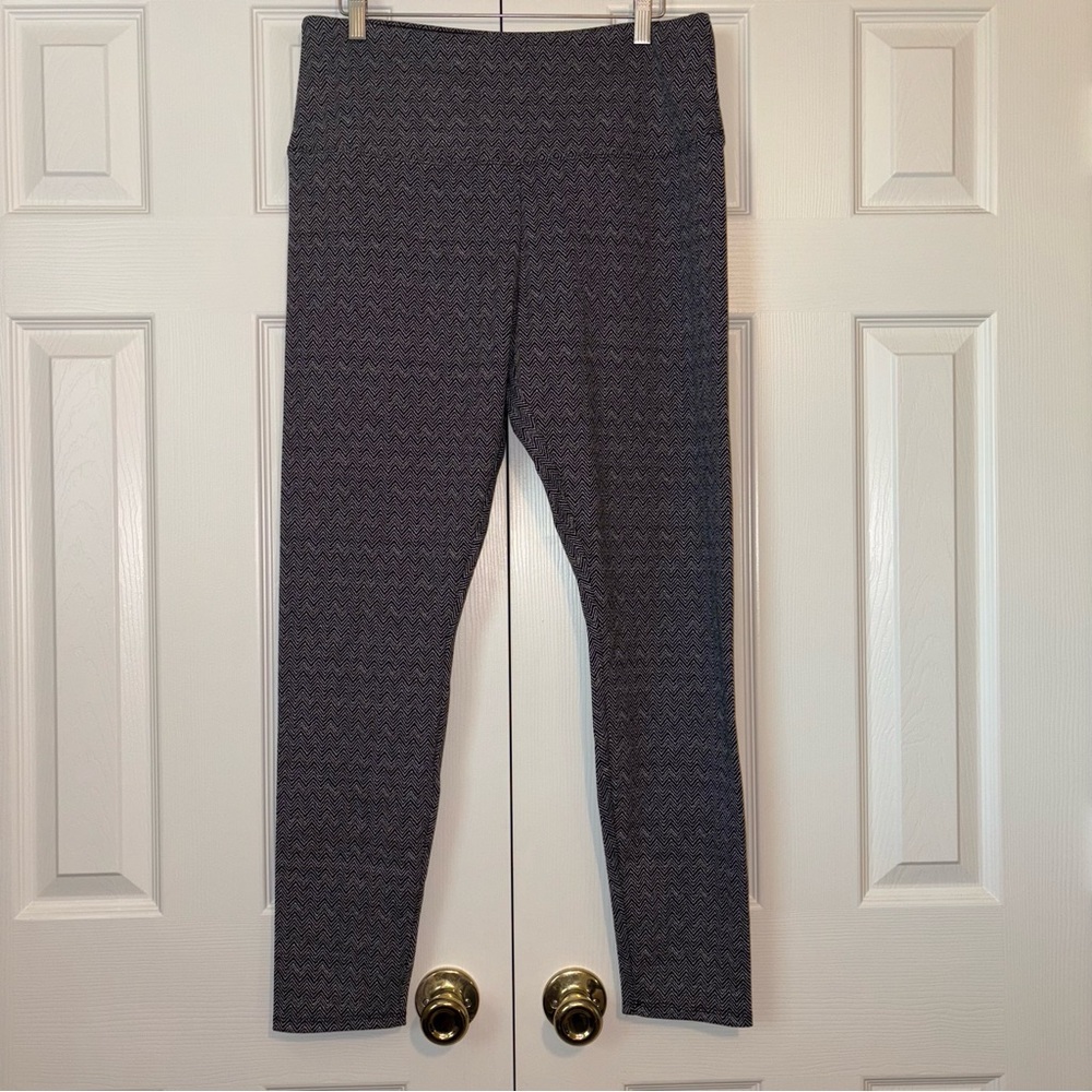 Lysse Womens Gray Herringbone Elastic Waist Yoga Compression Leggings Size XL
